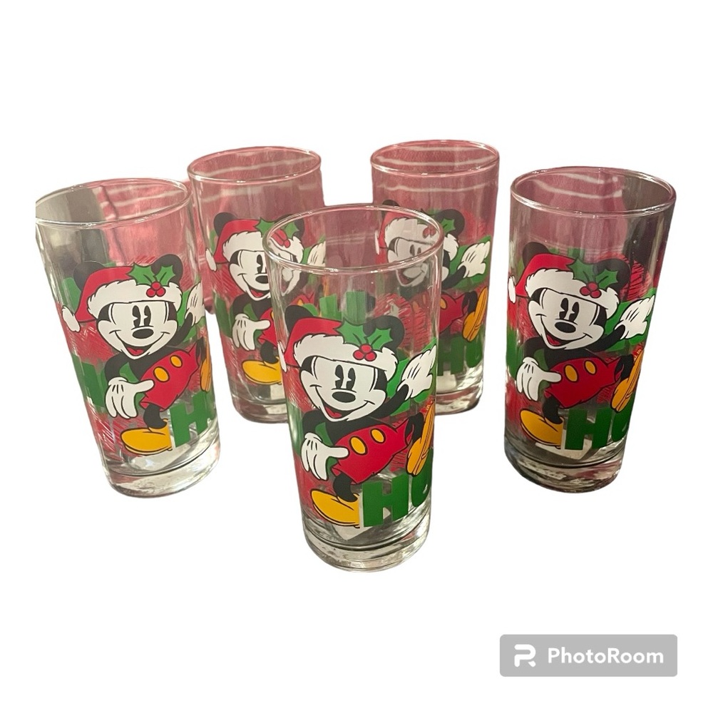 Disney Mickey Mouse - 5 Christmas glasses by Anchor Hocking - NWT!!! Colorful!!!